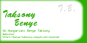 taksony benye business card